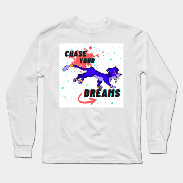 CHASE YOUR DREAMS! Purple Cat Long Sleeve T-Shirt by FeralAether